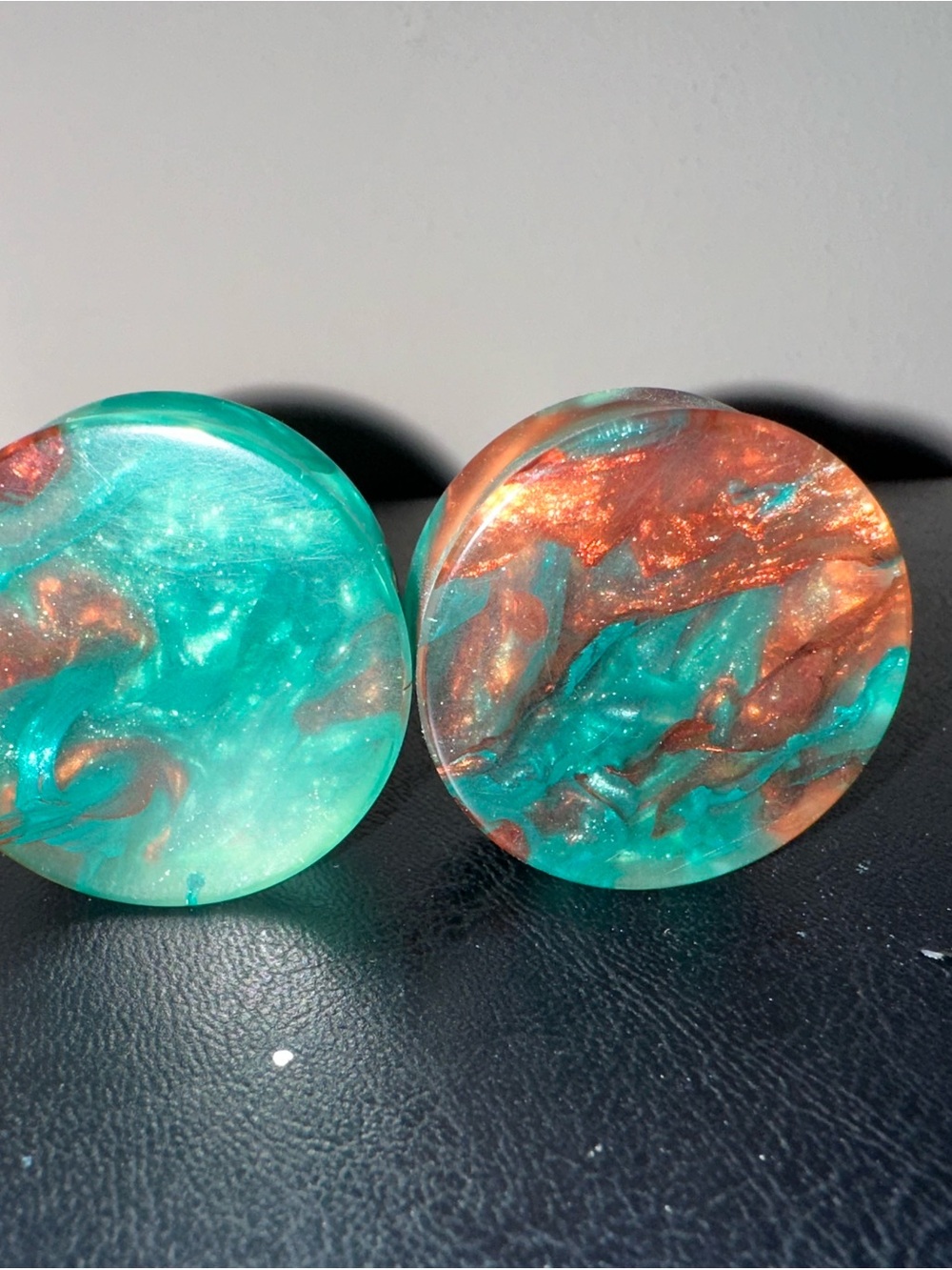 35mm Turquoise and Copper Swirl Resin Earrings - Women Jewelry